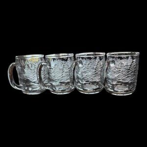 Avon Luminarc Christmas Through The Woods Glass Mugs x4 Sleigh  (2490-1)